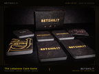 BETSHILI? card game packaging with cards on a dark background
