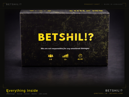 BETSHIL!? Lebanese party card game box
